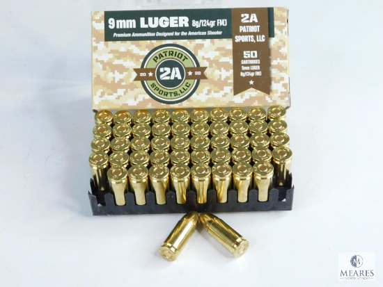 50 Rounds 9mm Luger Patriot 2A Sports, LLC 8g/124gr FMJ