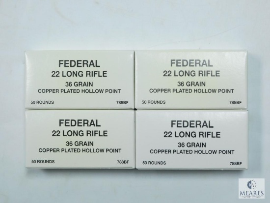 200 Rounds Federal .22 Long Rifle 36 Grain Copper Plated Hollow Point