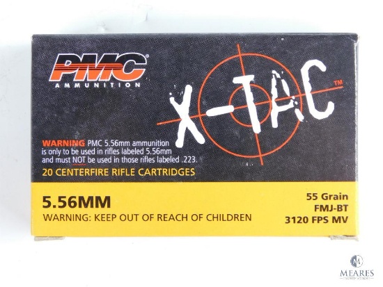 20 Rounds PMC X-Tac 5.56mm FMJ-BT, 55 Grain