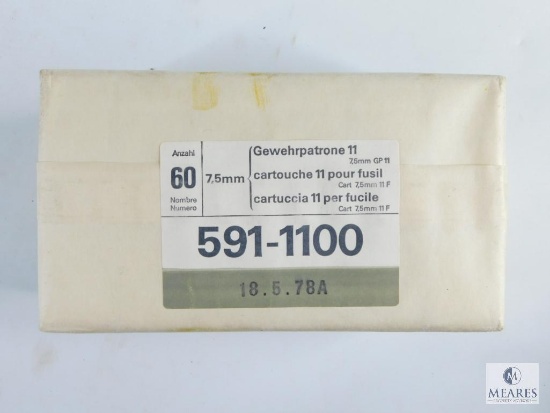 60 Rounds of 7.5mm Ammunition in Original Unopened Packaging