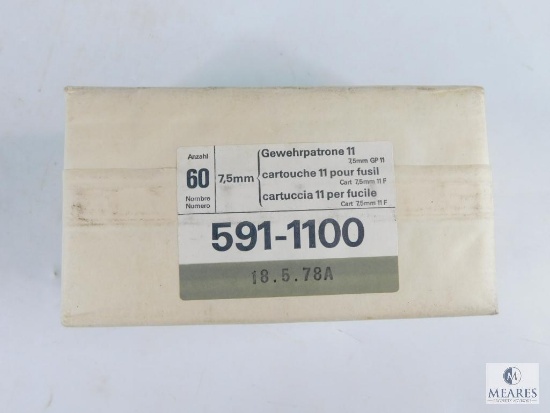 60 Rounds of 7.5mm Ammunition in Original Unopened Packaging