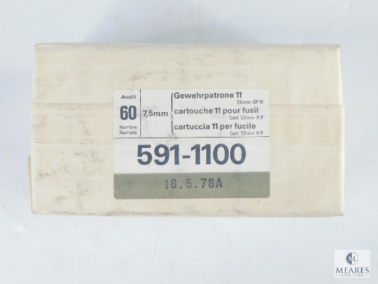60 Rounds of 7.5mm Ammunition in Original Unopened Packaging