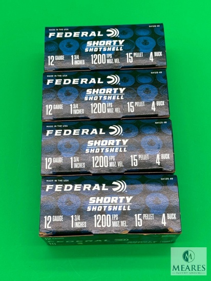 Four Boxes (40 Total Rounds) of Federal Shorty Shotshell 12-gauge Ammunition - 15 Pellet - 4 Buck