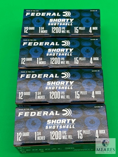 Four Boxes (40 Total Rounds) of Federal Shorty Shotshell 12-gauge Ammunition - 15 Pellet - 4 Buck