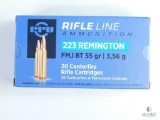 20 Rounds PPU 223 Remington, FMJ BT 55 Grain
