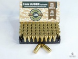 50 Rounds 9mm Luger Patriot 2A Sports, LLC 8g/124gr FMJ