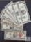 Group of Nine Mixed Date US $2 Small-size Federal Reserve Notes