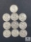 Group of 10 Mixed Date and Mint Walking Liberty Half Dollars from the 1940s