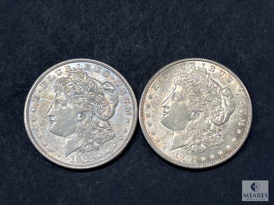 Group of Two 1921-P Morgan Silver Dollars