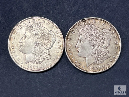 Group of Two 1921-P Morgan Silver Dollars