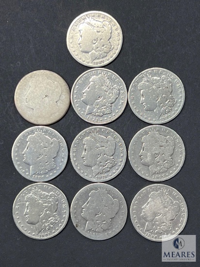 Group of 10 Mixed Date and Mint Morgan Silver Dollars - AG to G Condition