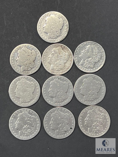 Group of 10 Mixed Date and Mint Morgan Silver Dollars - AG to G Condition
