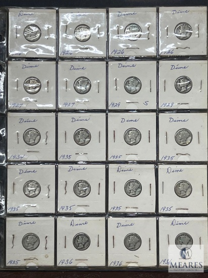 Sheet of 20 Mixed Date and Mint Mercury Dimes - Lower Grades