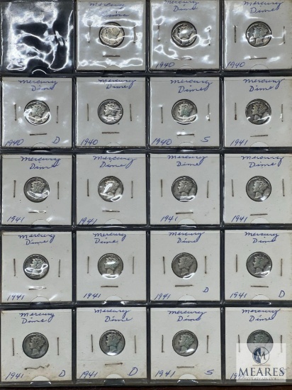 Sheet of 19 Mixed Date and Mint Mercury Dimes - Lower Grades