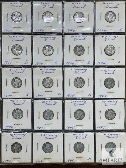 Sheet of 20 Mixed Date and Mint Mercury Dimes - Lower Grades