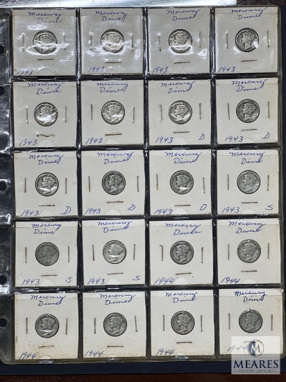 Sheet of 20 Mixed Date and Mint Mercury Dimes - Lower Grades