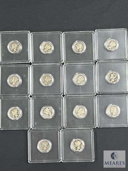 Sheet of 14 Mixed Date and Mint Mercury Dimes - Lower Grades