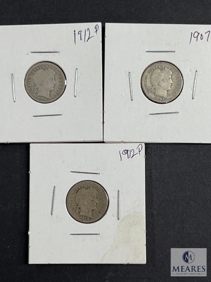 Barber Dimes: 1907 and (2) 1912