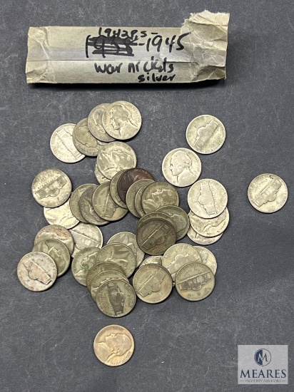 Roll of Mixed Date Wartime Silver Alloy Nickels