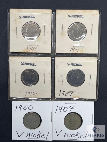 Group of Six Mixed Date and Mint V Nickels