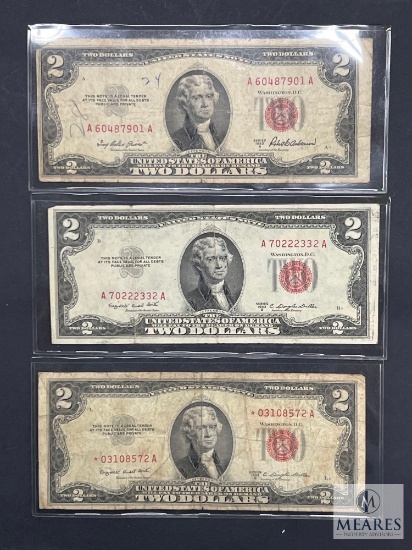 Group of Three $2 Red Seal United States Notes
