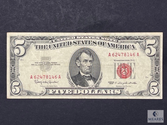 Series 1963 US $5 Red Seal United States Note
