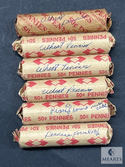 Six Unsearched Rolls of Lincoln Wheat Cents