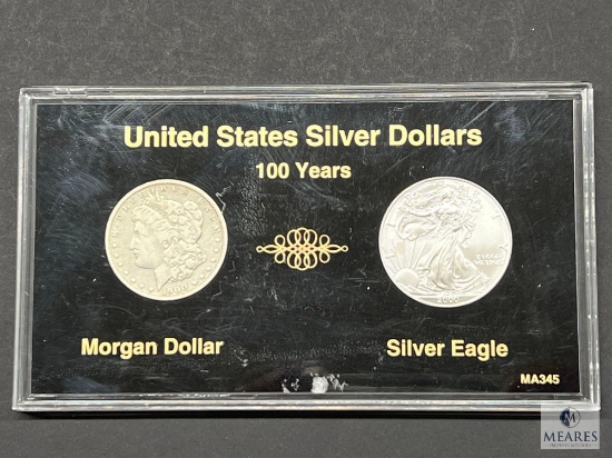 100 Years of US Silver Dollar Two-Coin Set - 1900-O Morgan and 2000 Silver Eagle