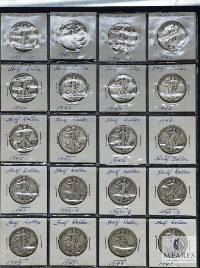 Sheet of 20 Walking Liberty Half Dollars from the 1940s