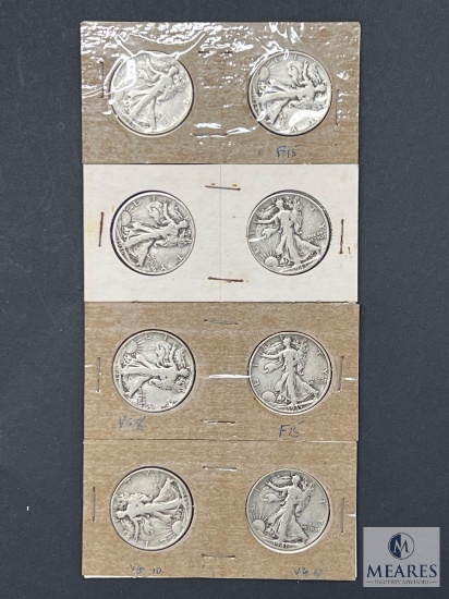 Mixed Lot Eight Walking Liberty Half Dollars