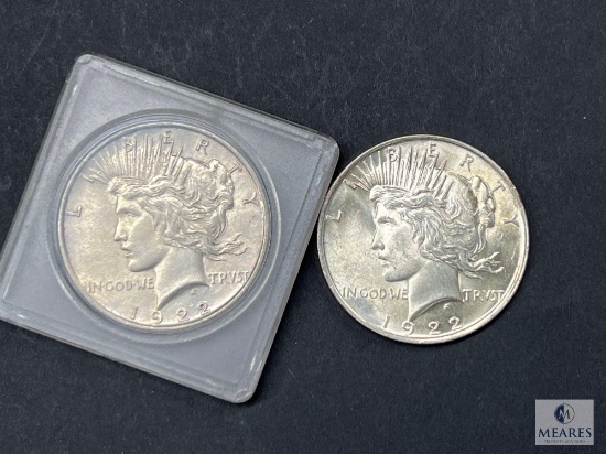 Two 1922 Peace Dollars