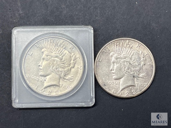 Two 1923-S Peace Dollars