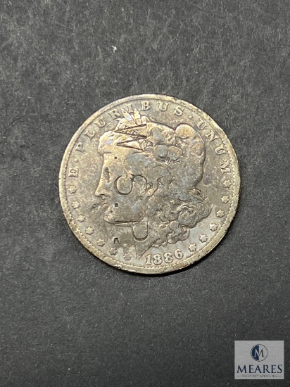 1886-P Morgan Silver Dollar - Stamped WSP on Obverse and Reverse