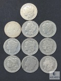 Group of 10 Mixed Date and Mint Morgan Silver Dollars - AG to G Condition