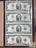 World Reserve Monetary Exchange Uncut Sheet of Four US $2 Small-size Notes