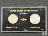 100 Years of US Silver Dollar Two-Coin Set - 1900-O Morgan and 2000 Silver Eagle