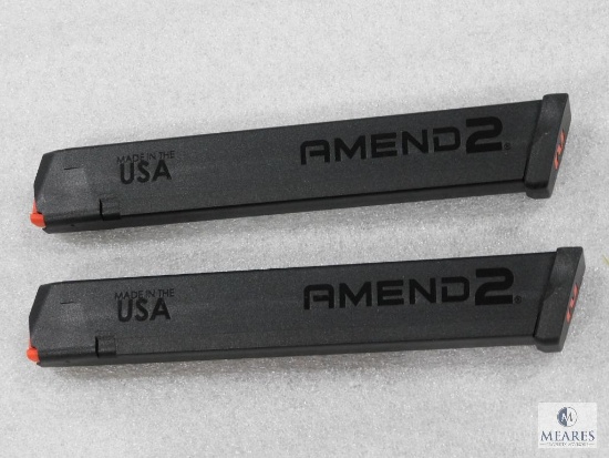 Two 32 Round Extended 9mm Pistol Mags Fits Glock 17,19,26,34 and Carbine Rifles