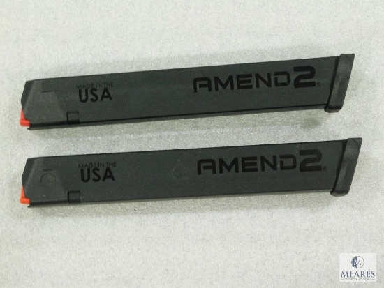Two 32 Round Extended 9mm Pistol Mags Fit Glock 17,19,26,34 and Carbine Rifles