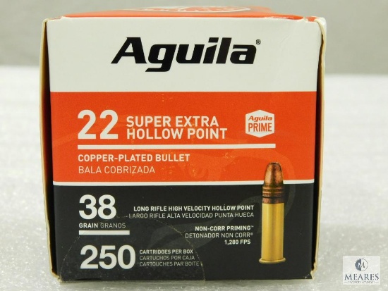 250 Rounds Aguila .22 Long Rifle Ammo. 38 Grain Hollow Point