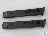 Two 32 Round Extended 9mm Pistol Mags Fits Glock 17,19,26,34 and Carbine Rifles
