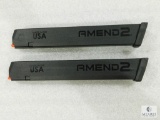 Two 32 Round Extended 9mm Pistol Mags Fit Glock 17,19,26,34 and Carbine Rifles