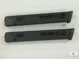 Two 32 Round Extended 9mm Pistol Mags Fit Glock 17,19,26,34 and Carbine Rifles