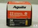 250 Rounds Aguila .22 Long Rifle Ammo. 38 Grain Hollow Point