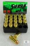 20 Rounds Sierra .45 ACP Ammo. 185 Grain Hollow Point