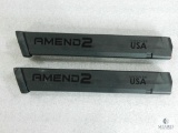 Two 32 Round Extended 9mm Pistol Mags Fits Glock 17,19,26,34 and Carbine Rifles