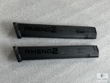 Two 32 Round Extended 9mm Pistol Mags Fits Glock 17,19,26,34 and Carbine Rifles