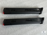 Two 32 Round Extended 9mm Pistol Mags Fits Glock 17,19,26,34 and Carbine Rifles