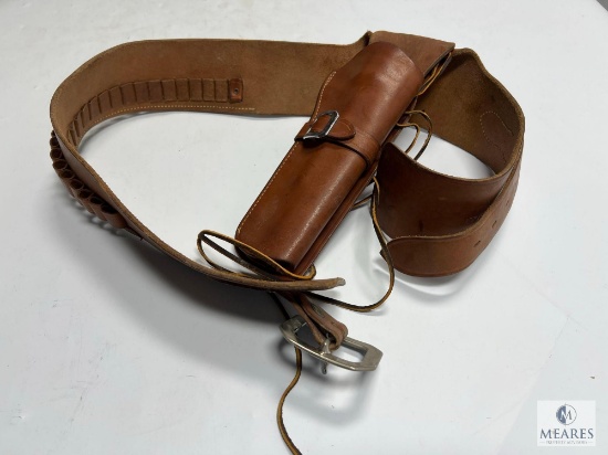 Leather Cowboy Shooting Belt with Bianchi #1898H Large SA Holster