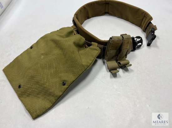 Military Style Olive Drab Belt with Attached Shotgun Shell Case