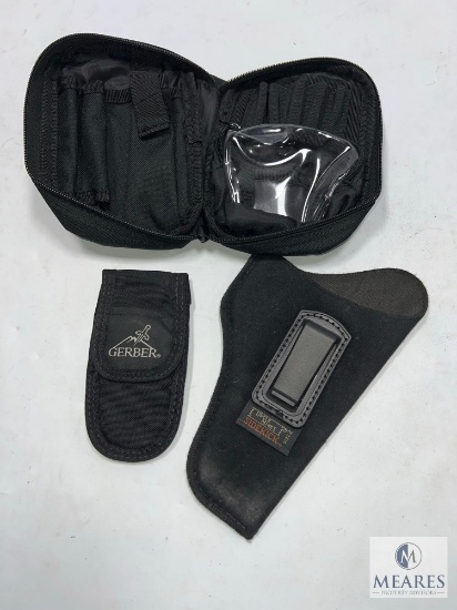 Mixed Lot of Pistol/Shooting Accessories - Uncle Mike's SIDEKICK, Cleaning Kit and Gerber Holster